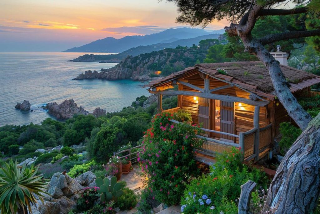 Cette oasis de charme en Corse-du-Sud, nichée au bord des falaises, offre des couchers de soleil inoubliables.
