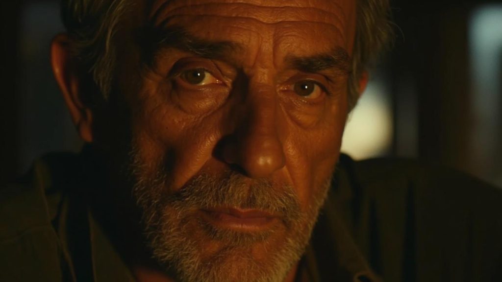 Gros plan du visage d'un homme âgé avec une barbe grise