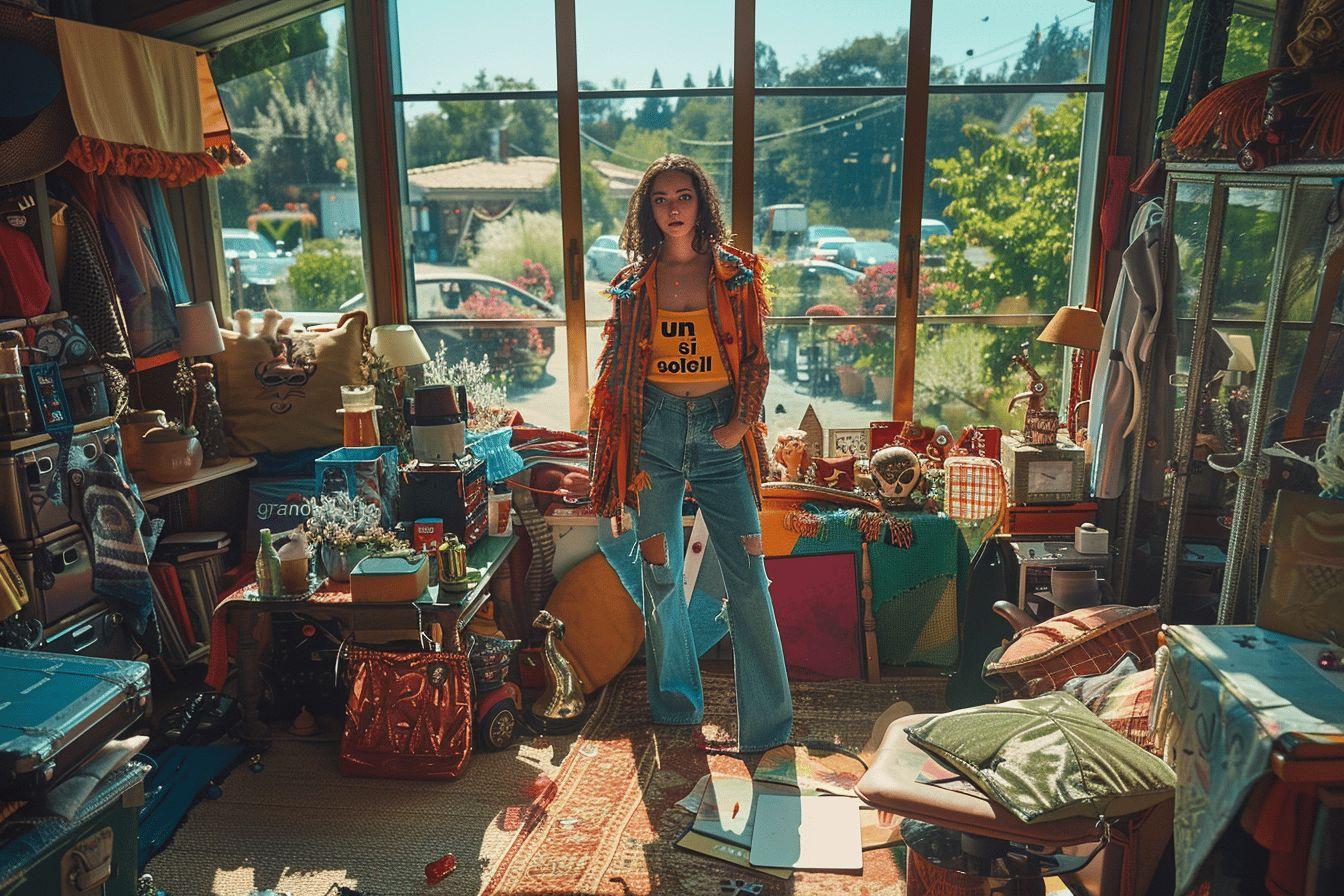 Intérieur d'une pièce remplie d'objets décoratifs et vintage