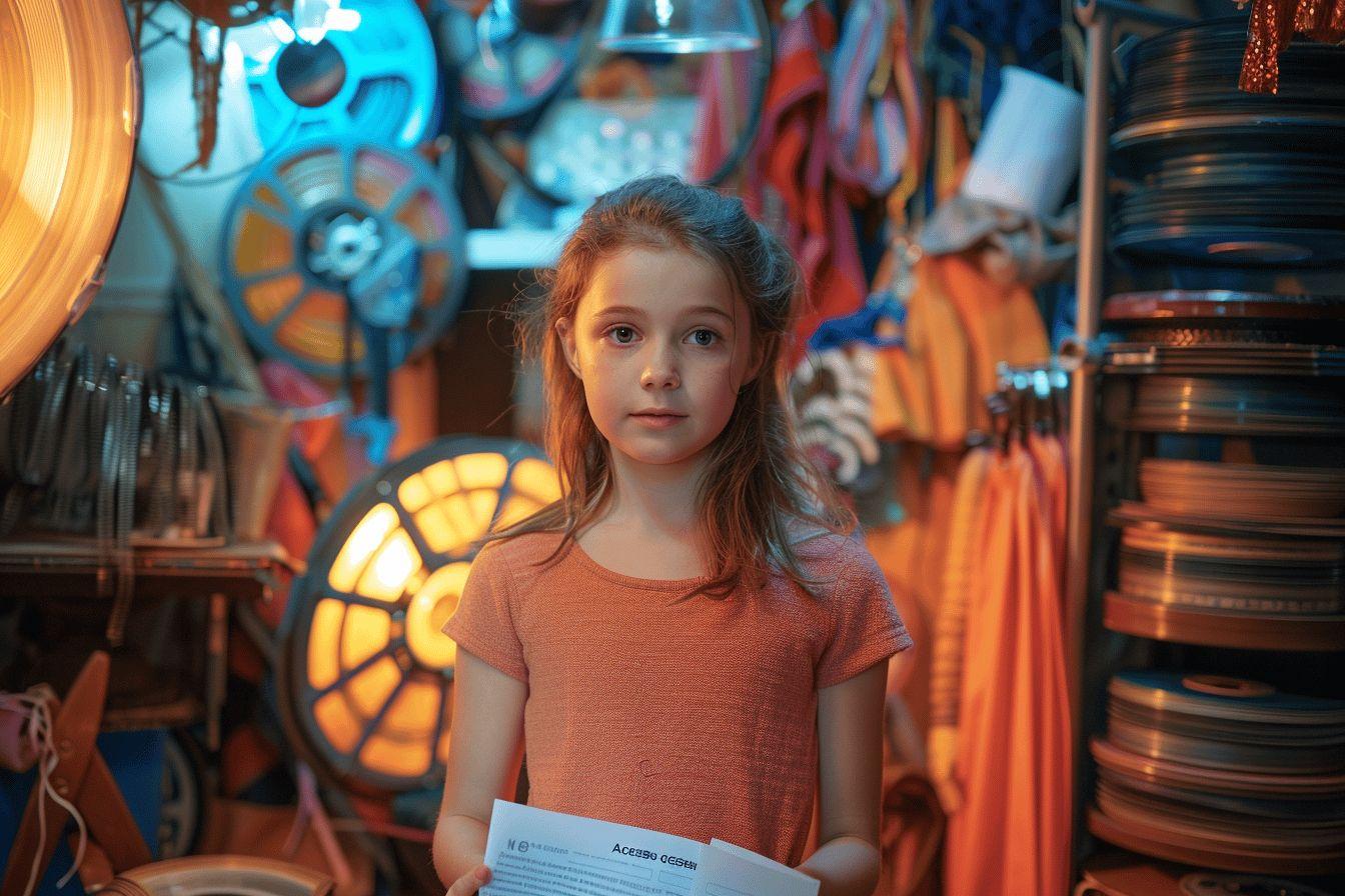 Jeune fille avec des cheveux roux dans un magasin rempli d'objets colorés.