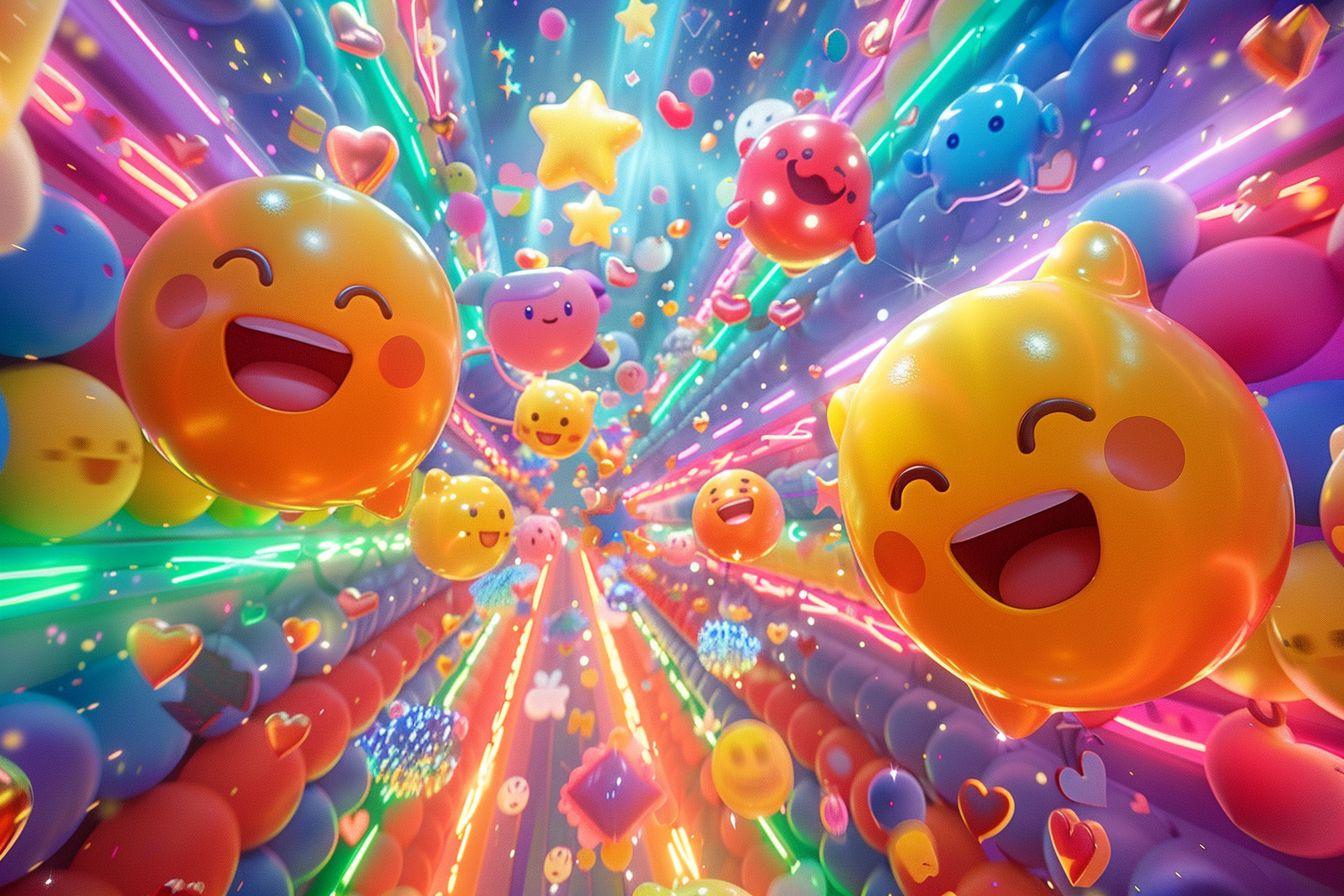 Une explosion colorée de ballons rieurs et lumineux.