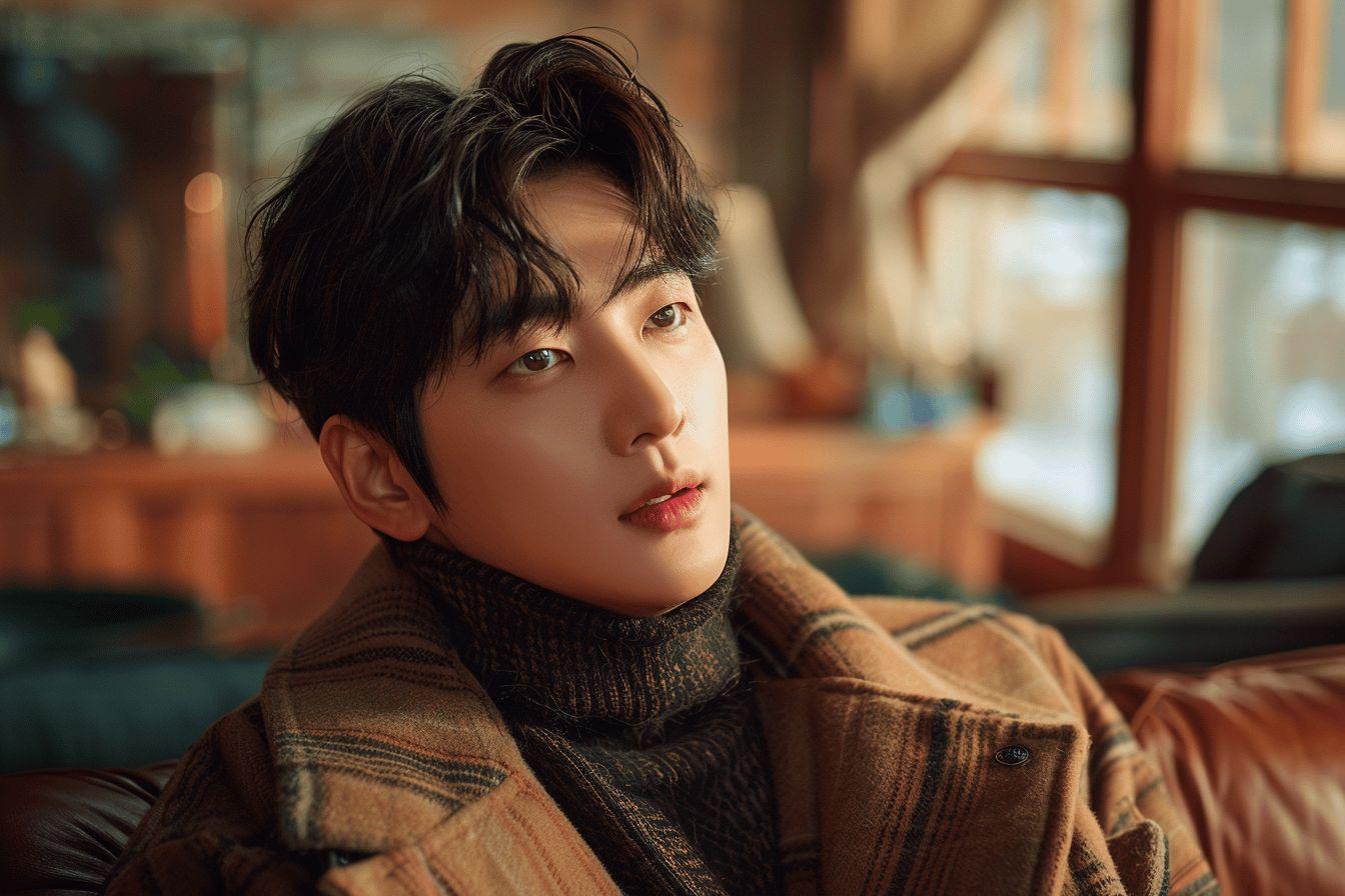 Portrait d'un homme au regard intense dans un intérieur chaleureux