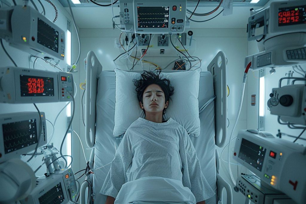 Jeune patient allongé dans un environnement médical high-tech
