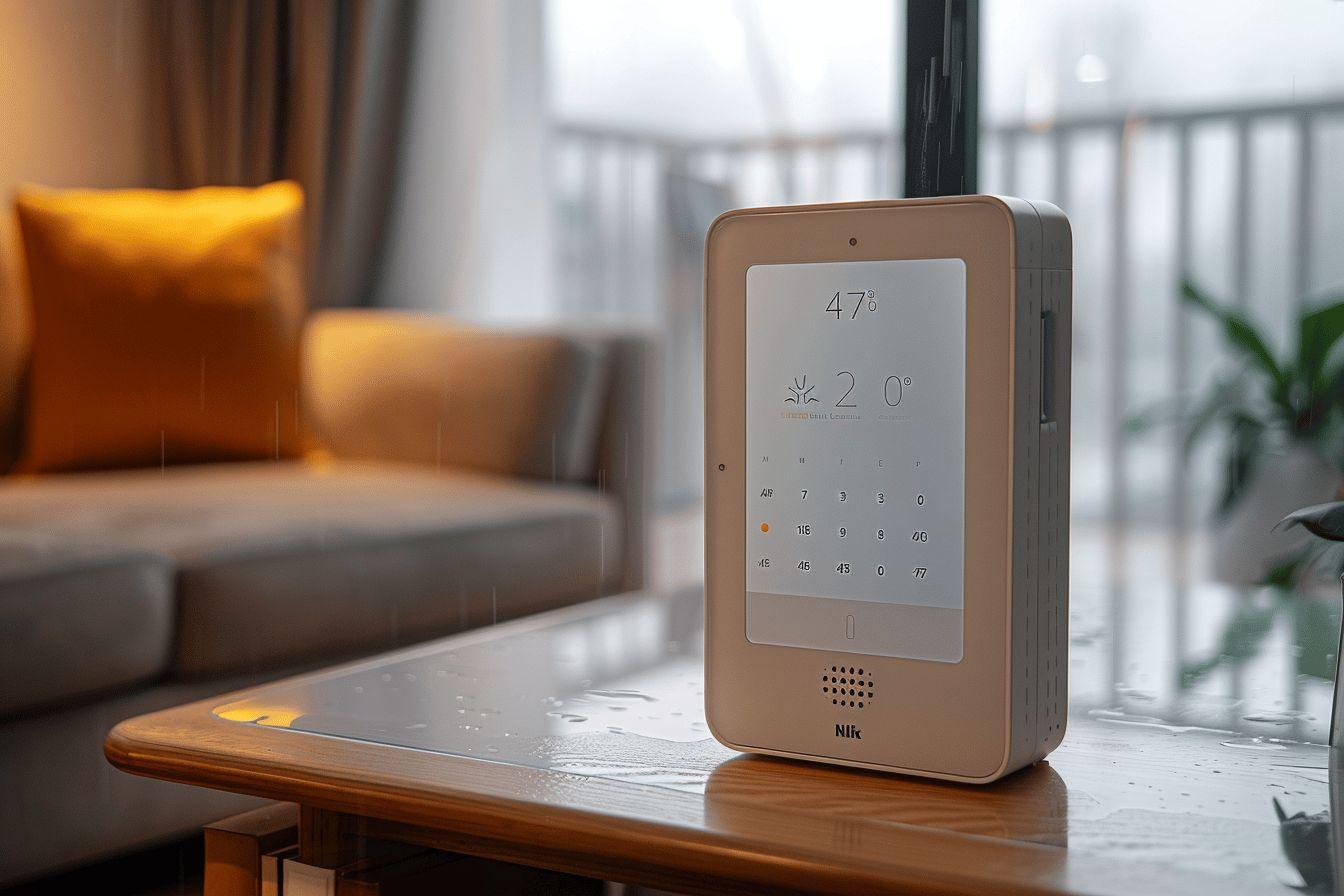 Thermostat intelligent affichant la température et les réglages
