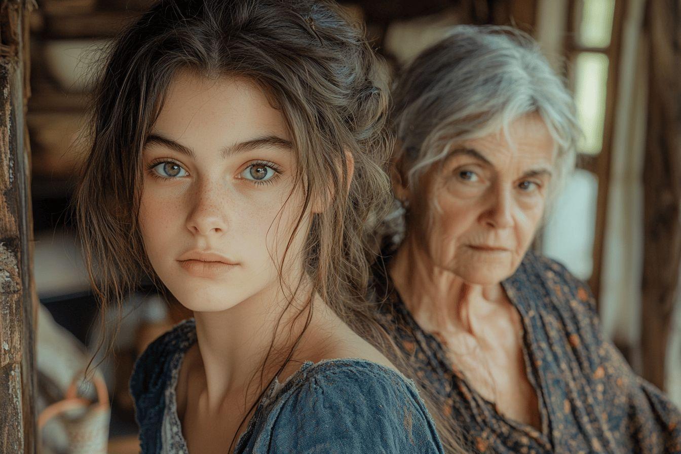 Jeune femme et aînée dans un intérieur rustique
