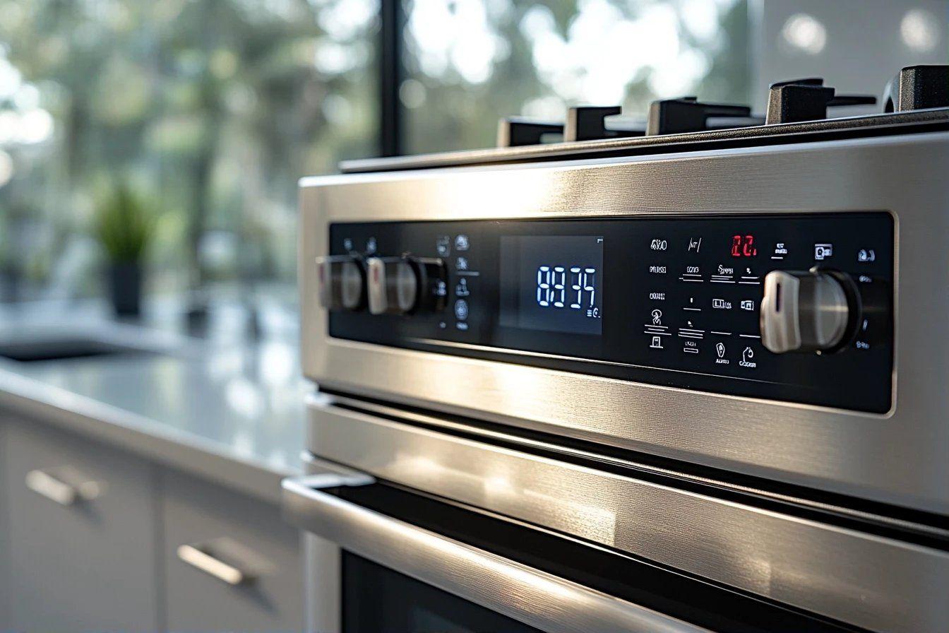 Panneau de commande numérique d'un four encastrable en inox