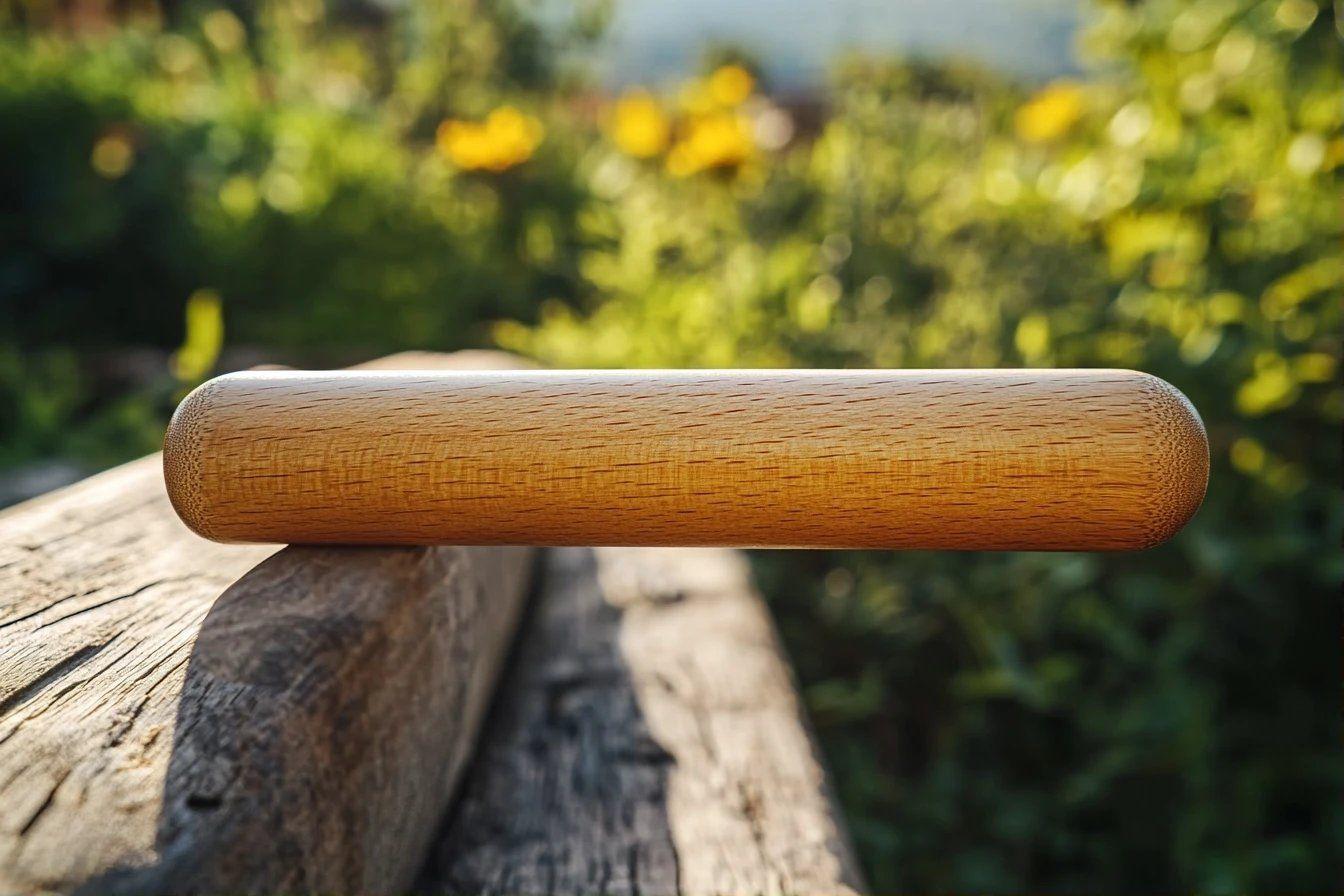 Rouleau à pâtisserie en bois sur une surface en bois