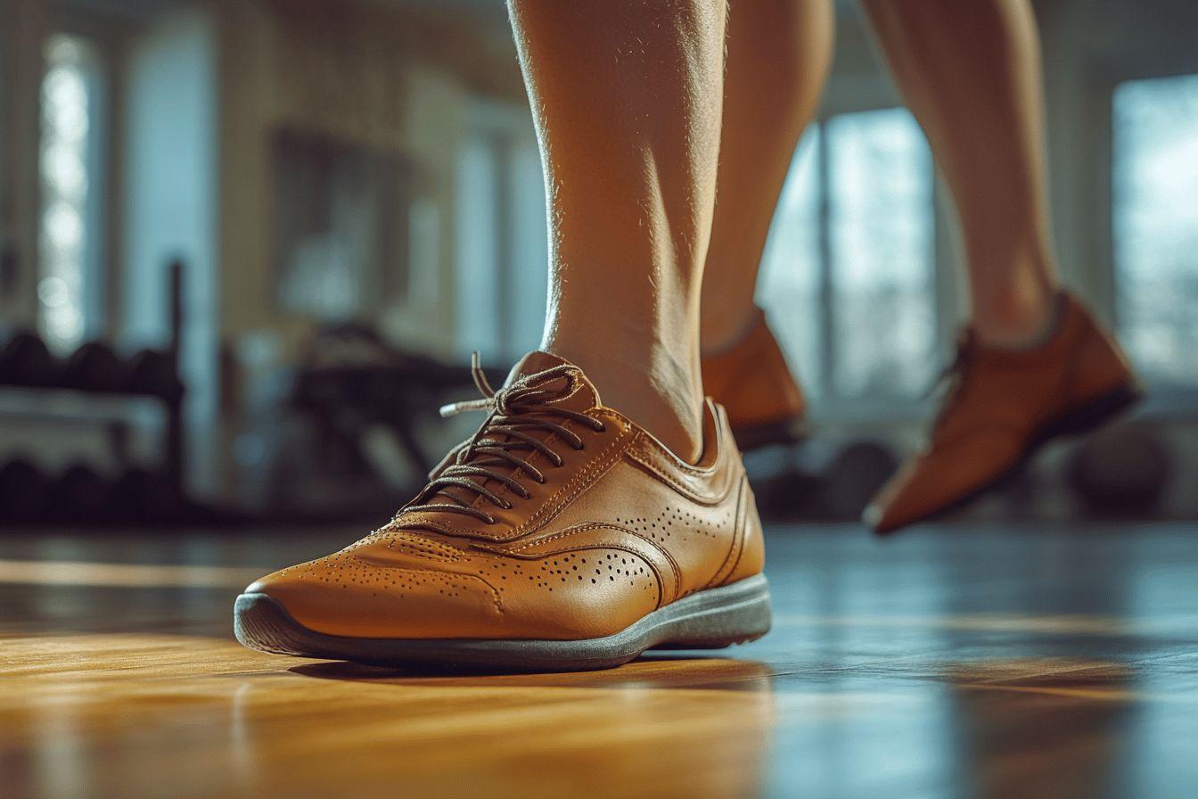 Gros plan sur une chaussure en cuir marron vernis