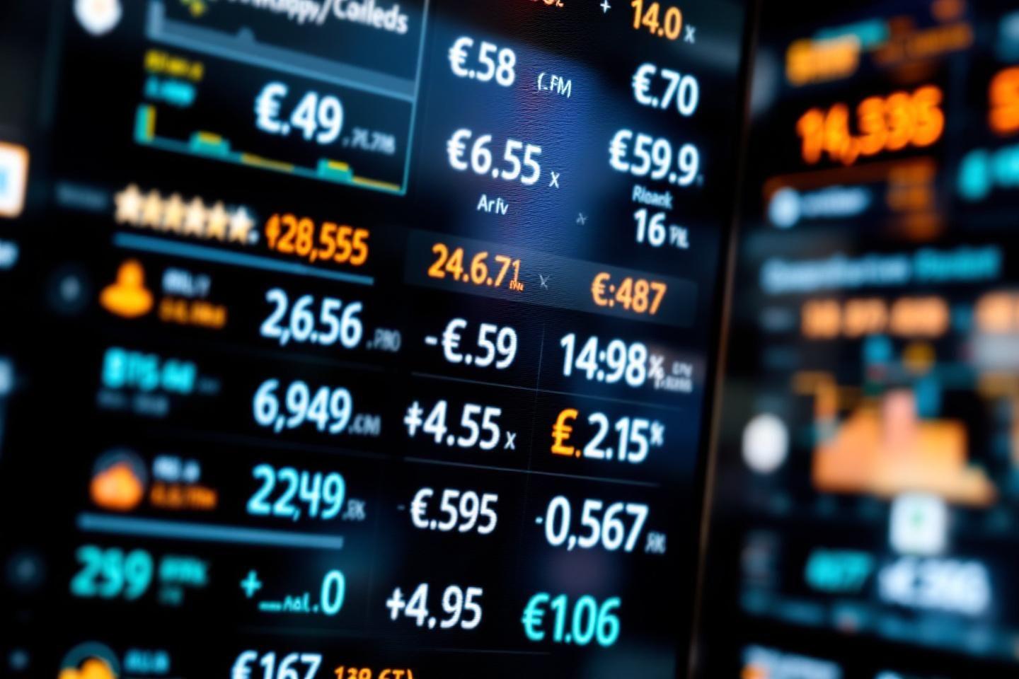 Écran de trading montrant des données financières et des prix