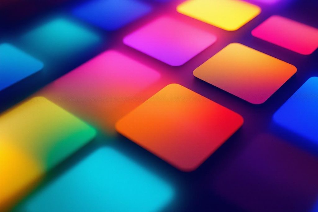 Carrés multicolores flous avec dégradés de couleurs vives
