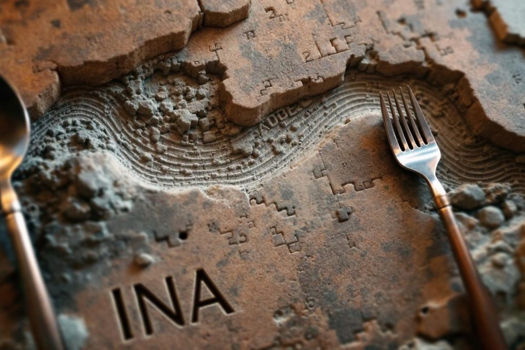 Texture rocheuse de carte en relief avec fourchette métallique