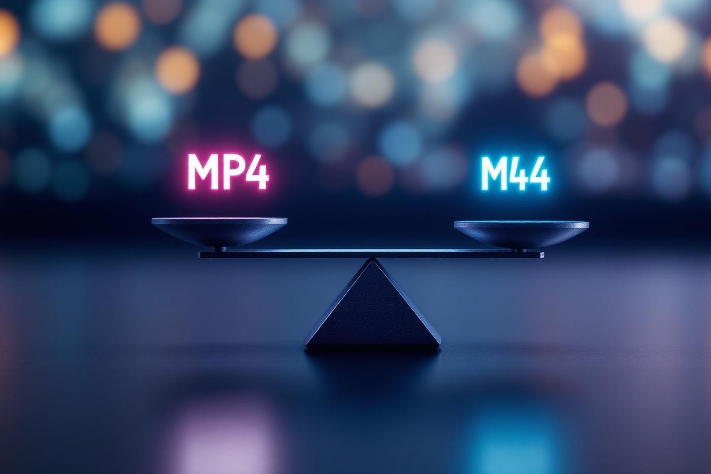 Balance représentant deux formats vidéo numériques MP4 et M44