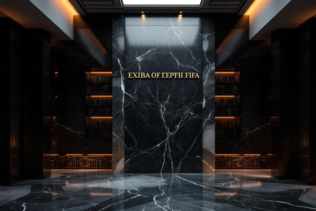 Espace élégant avec panneau doré et étagères rétroéclairées