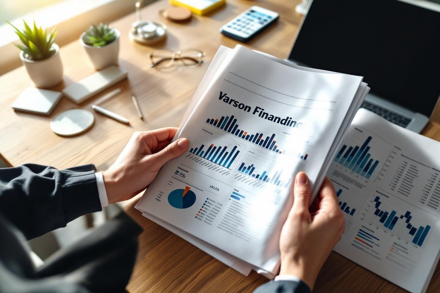 Mains tenant des documents financiers avec graphiques et tableaux
