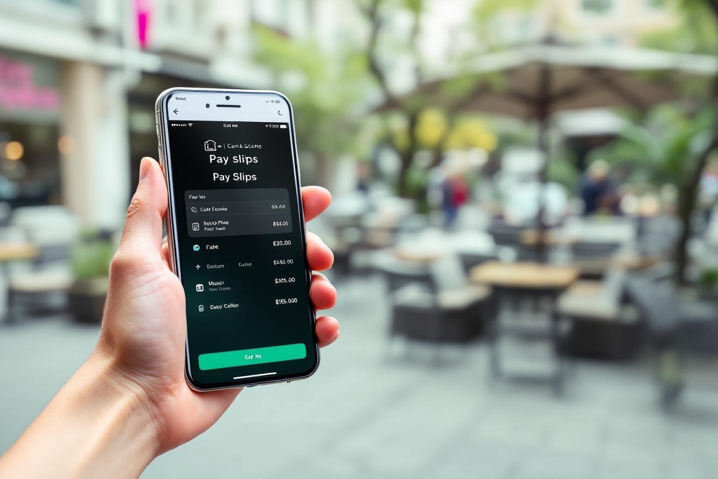 Écran de smartphone affichant une liste de fiches de paie