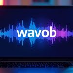 Écran d'ordinateur affichant le logo Wavob avec des ondes sonores