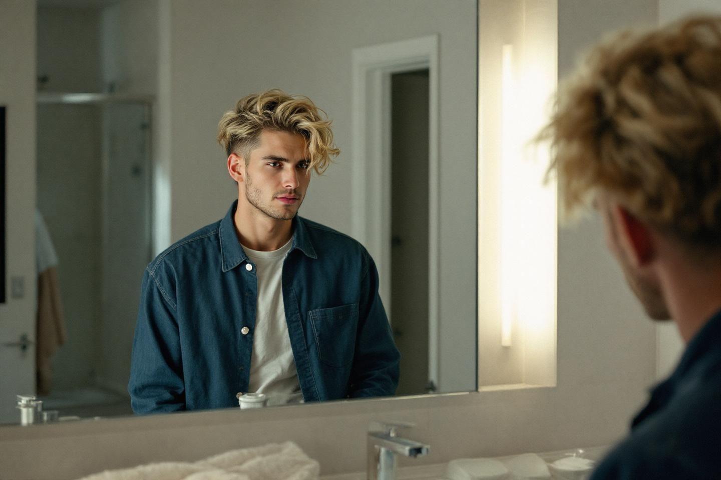 Homme au reflet dans miroir