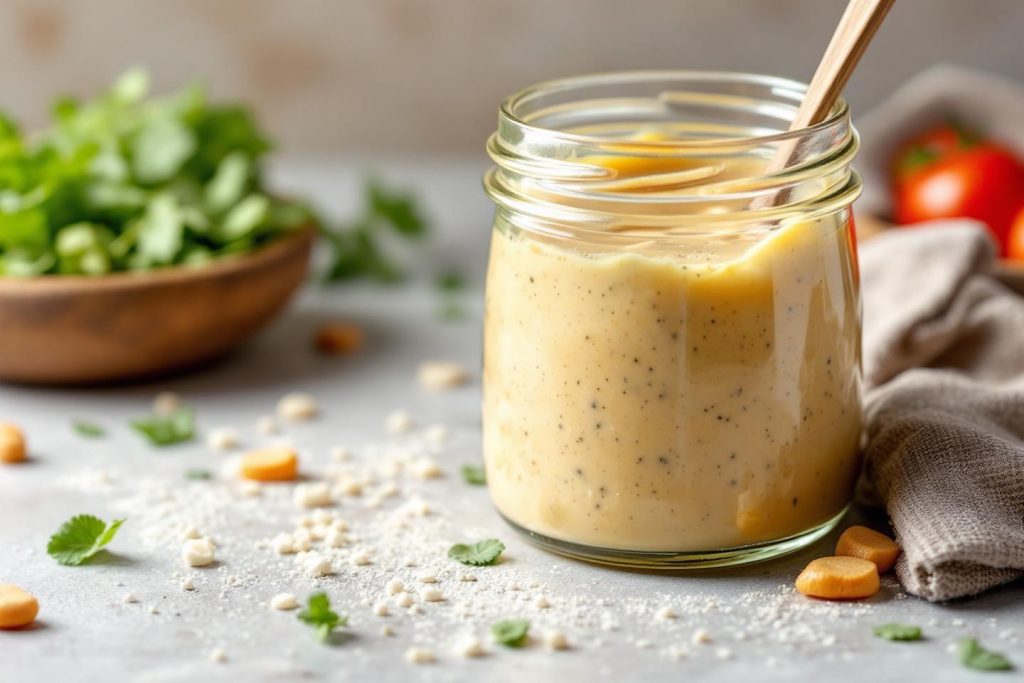 Sauce onctueuse avec des herbes et des graines