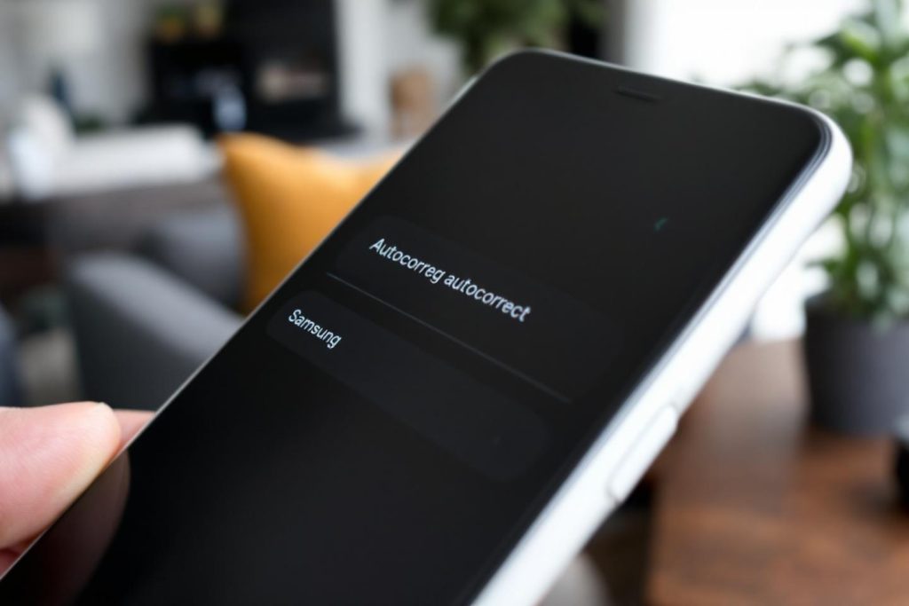 Gros plan sur un smartphone Samsung avec écran noir