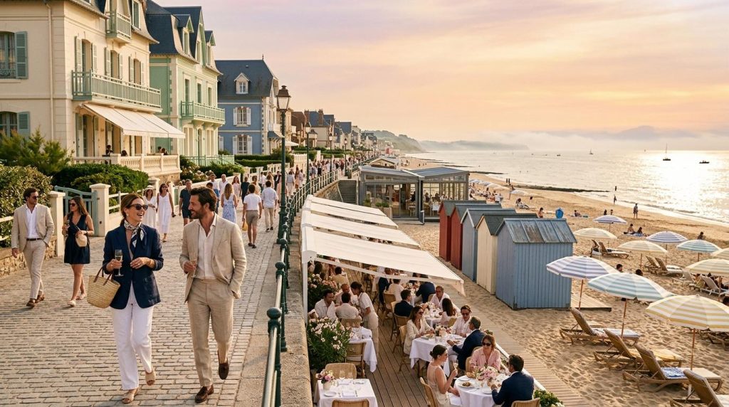 Célébration de mariage luxe sur promenade côtière avec plage