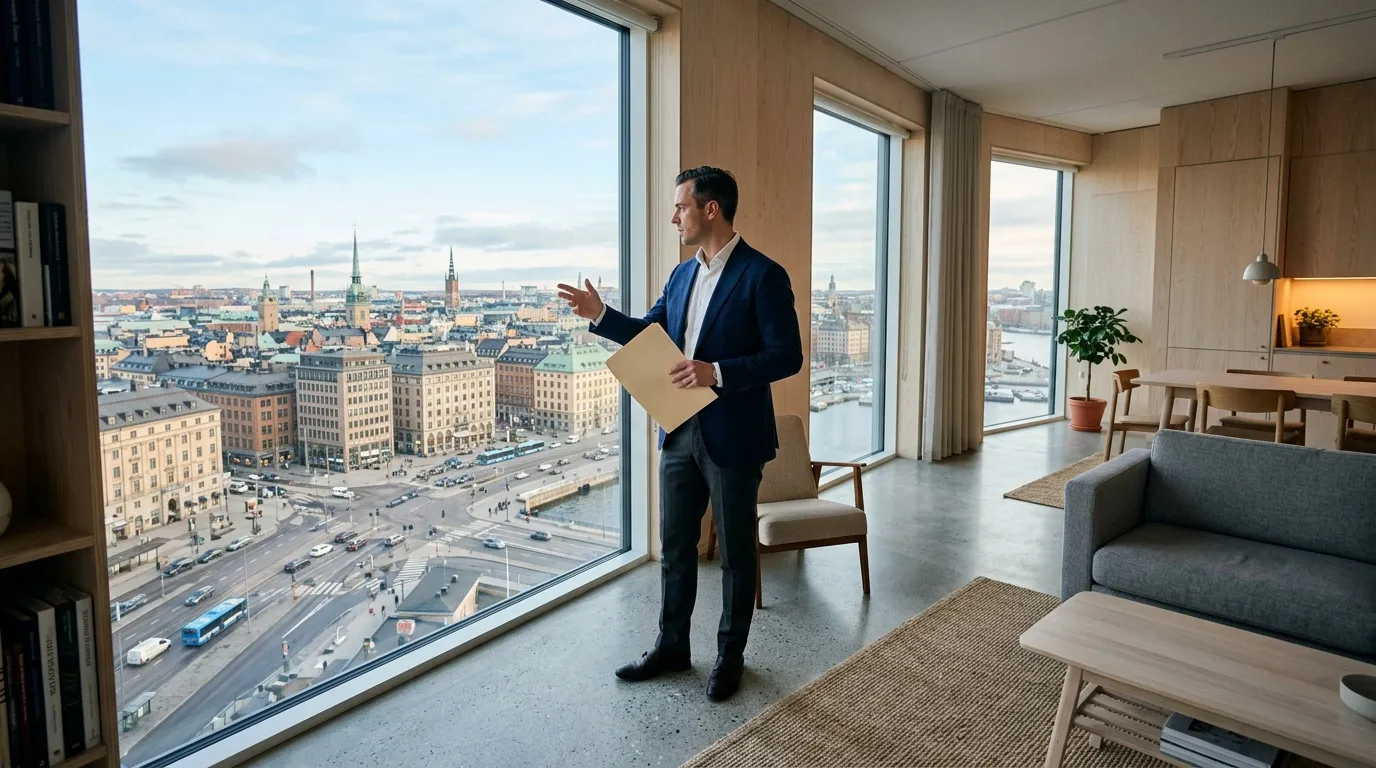 Homme d'affaires tenant dossier face à vue urbaine