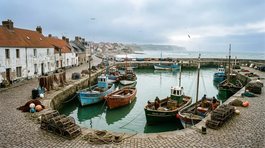 Bateaux de pêche amarrés dans un petit port côtier pittoresque