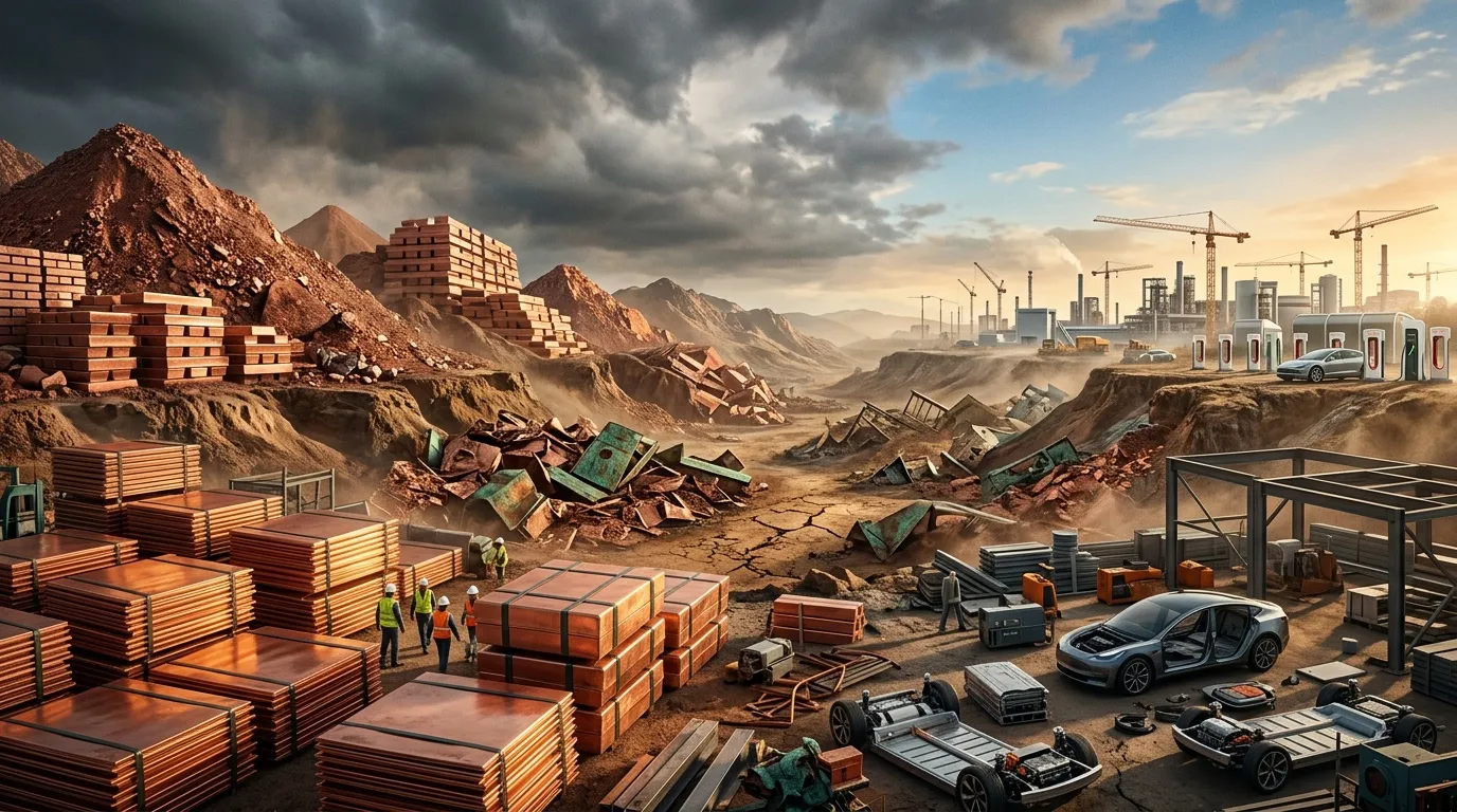 Site de recyclage avec v&eacute;hicules &eacute;lectriques et mat&eacute;riaux de construction