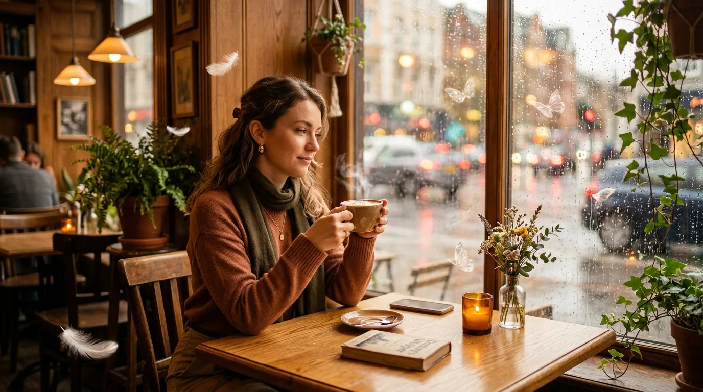 Contemplation pluvieuse au café