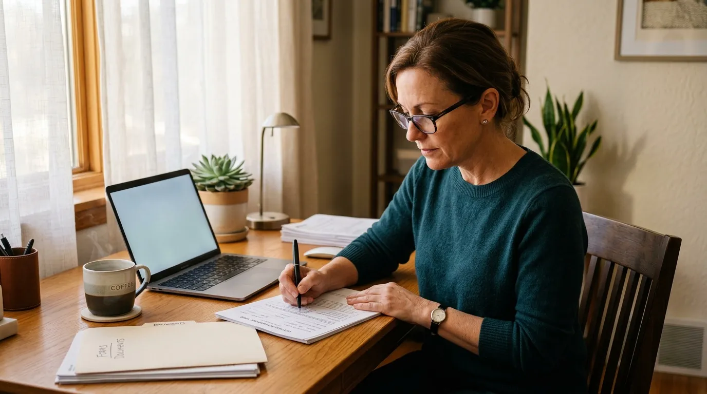 Femme travaillant à domicile