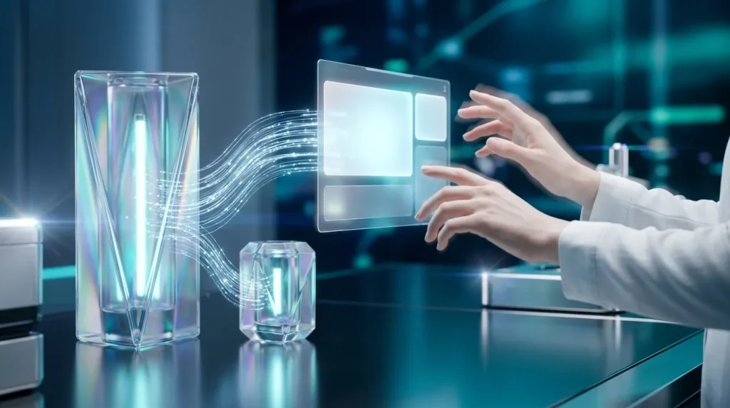 Main manipulant interface holographique transparente avec données numériques