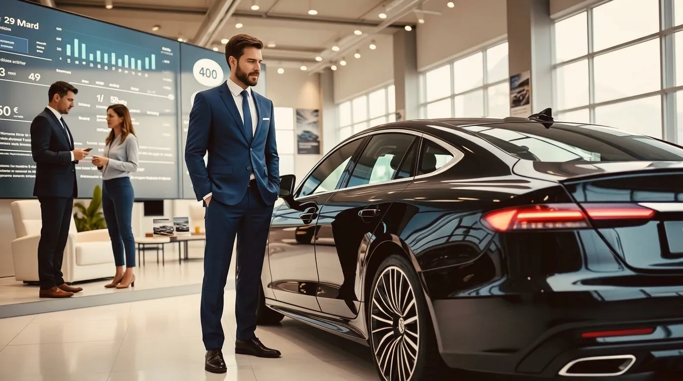 Showroom automobile avec concessionnaire