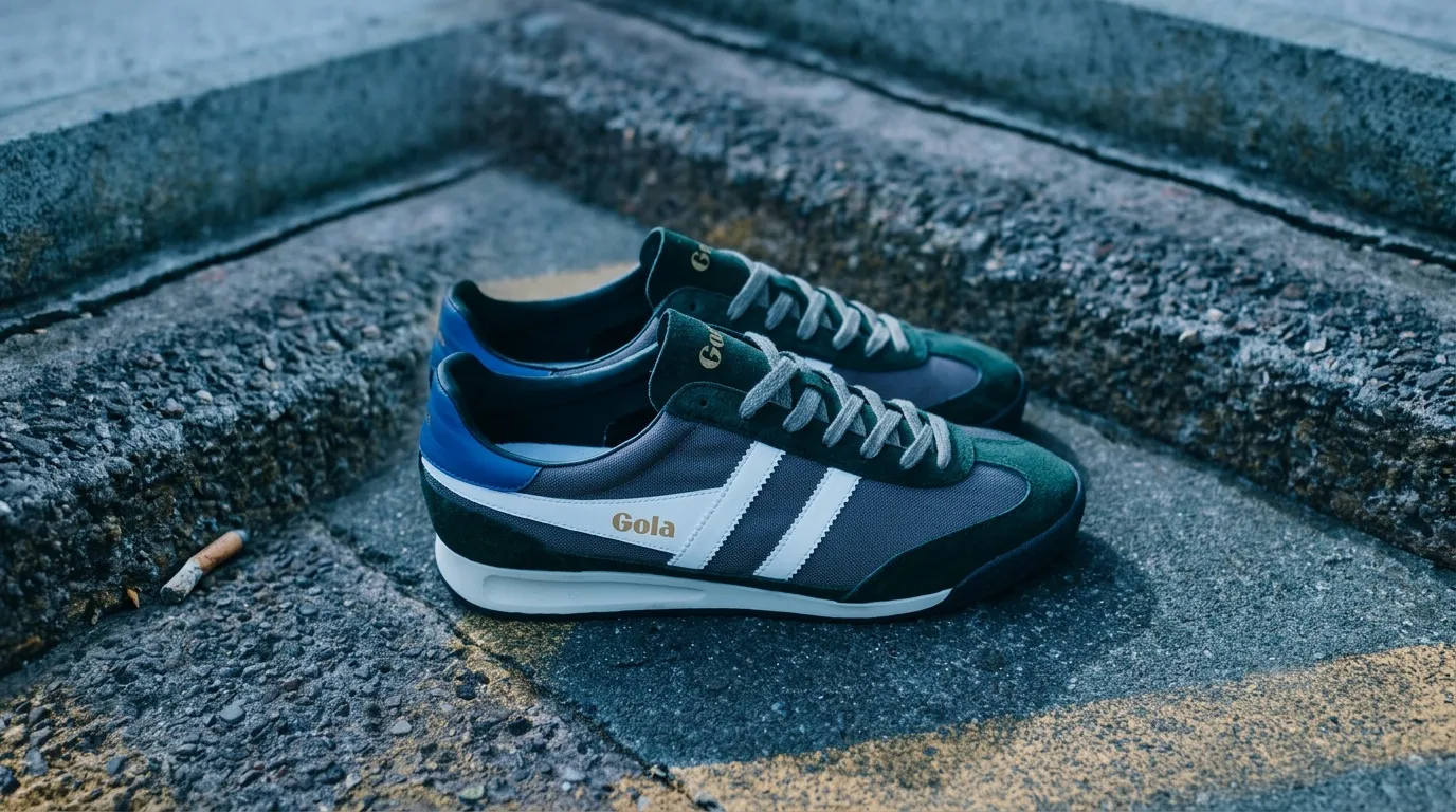 Paire de chaussures Gola bleu marine avec bandes blanches