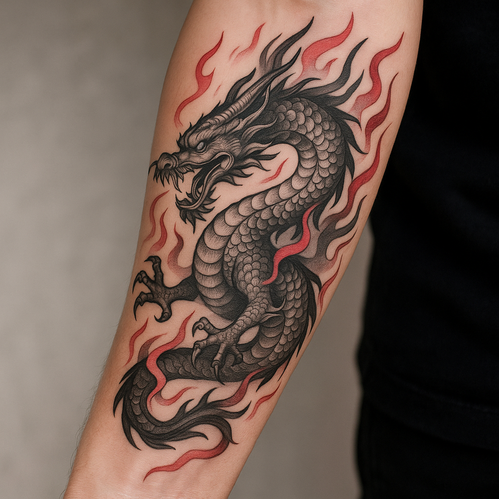 Dragon et flammes