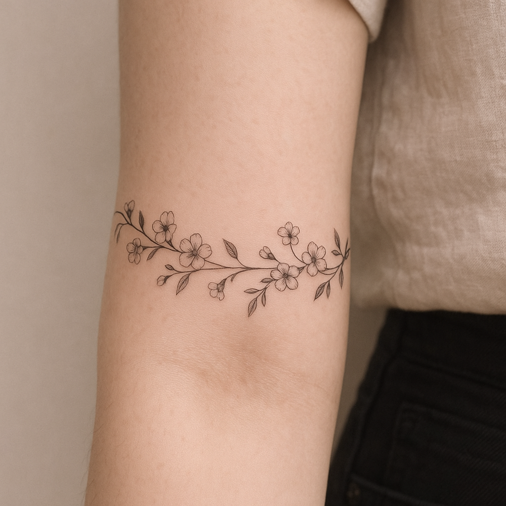 Le bracelet floral autour de l’avant-bras