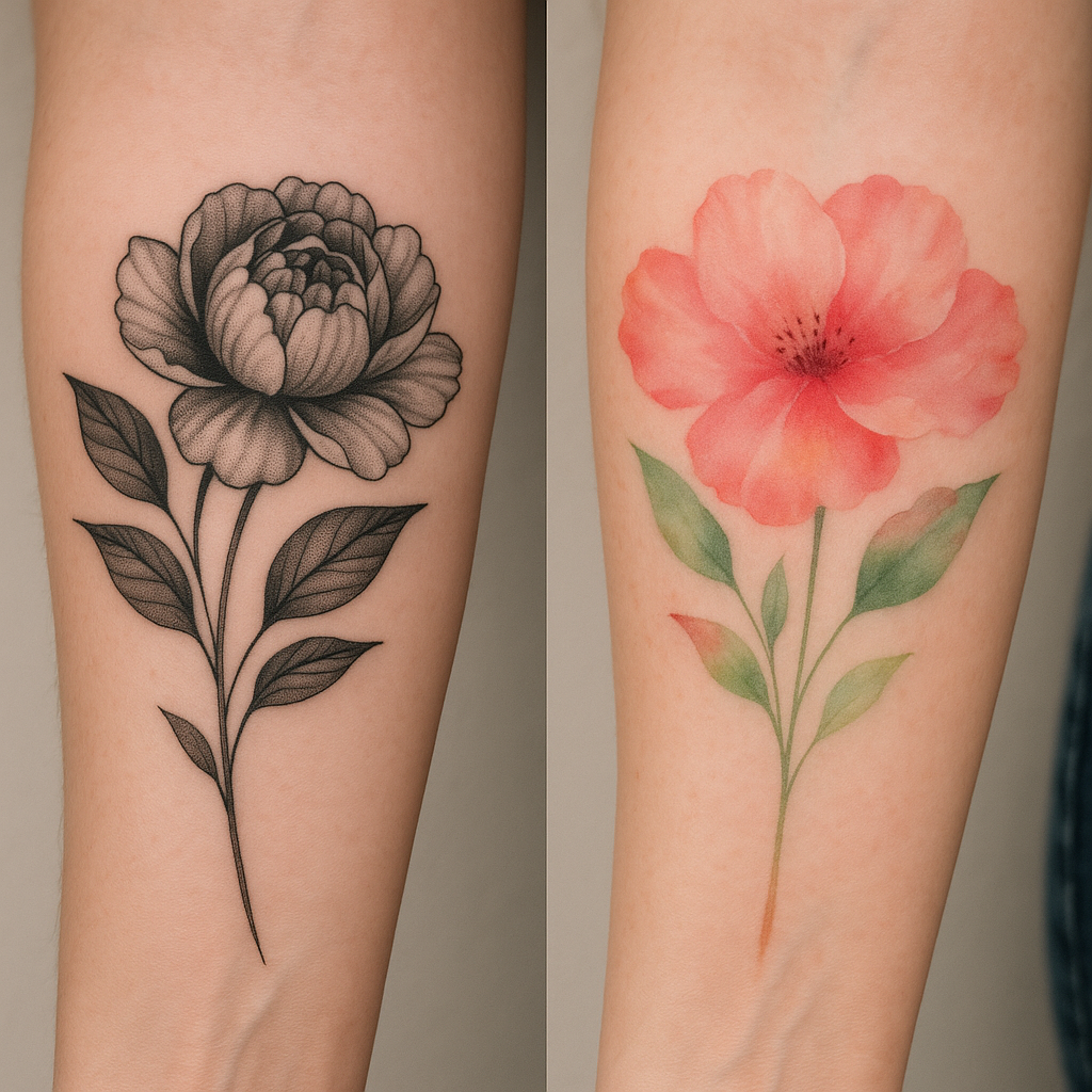 Fleur en noir et gris ou en couleur ?