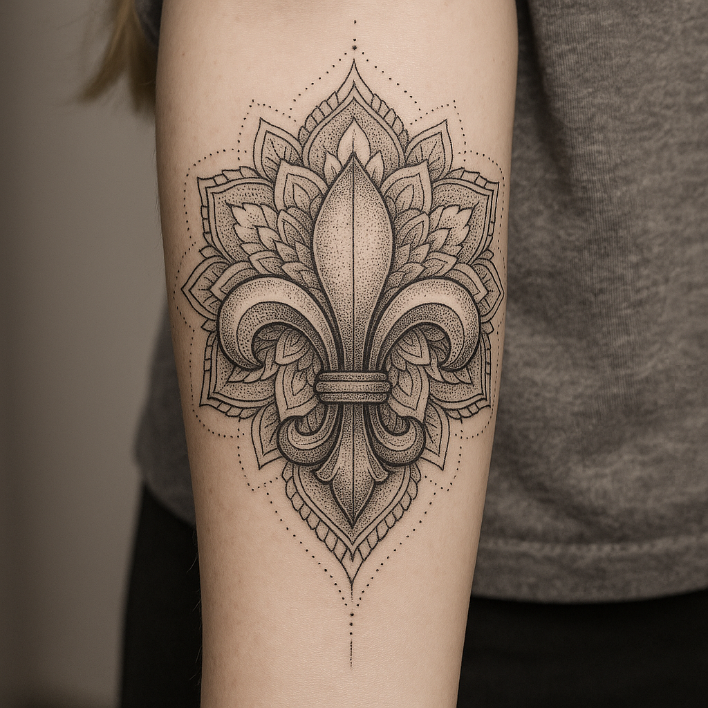 Le tatouage fleur de lys avec mandala