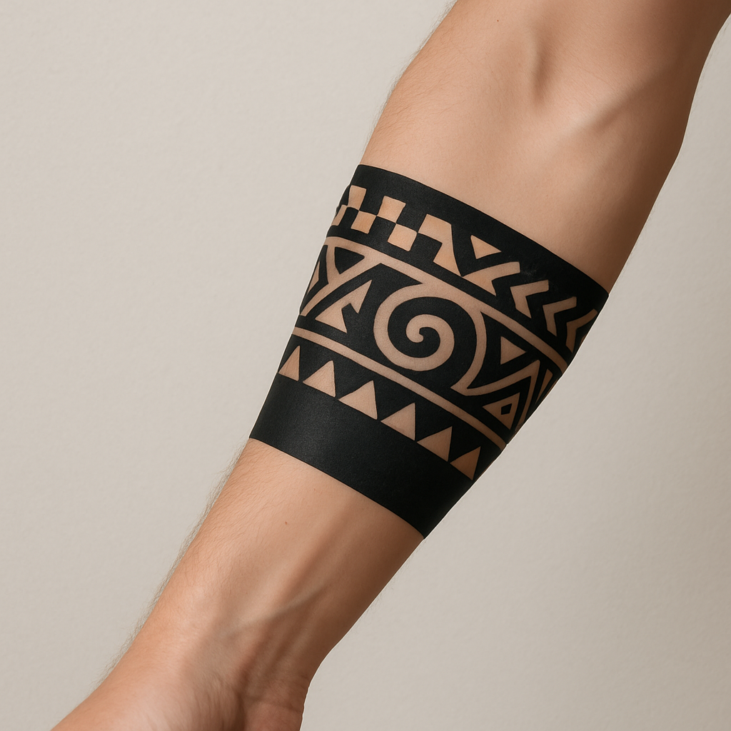 Le bracelet maori autour de l’avant-bras