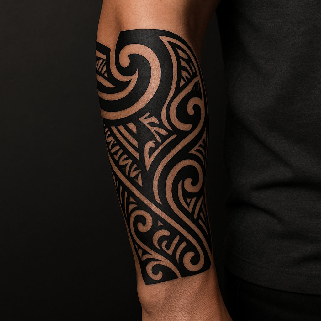 Le tatouage maori noir et dense