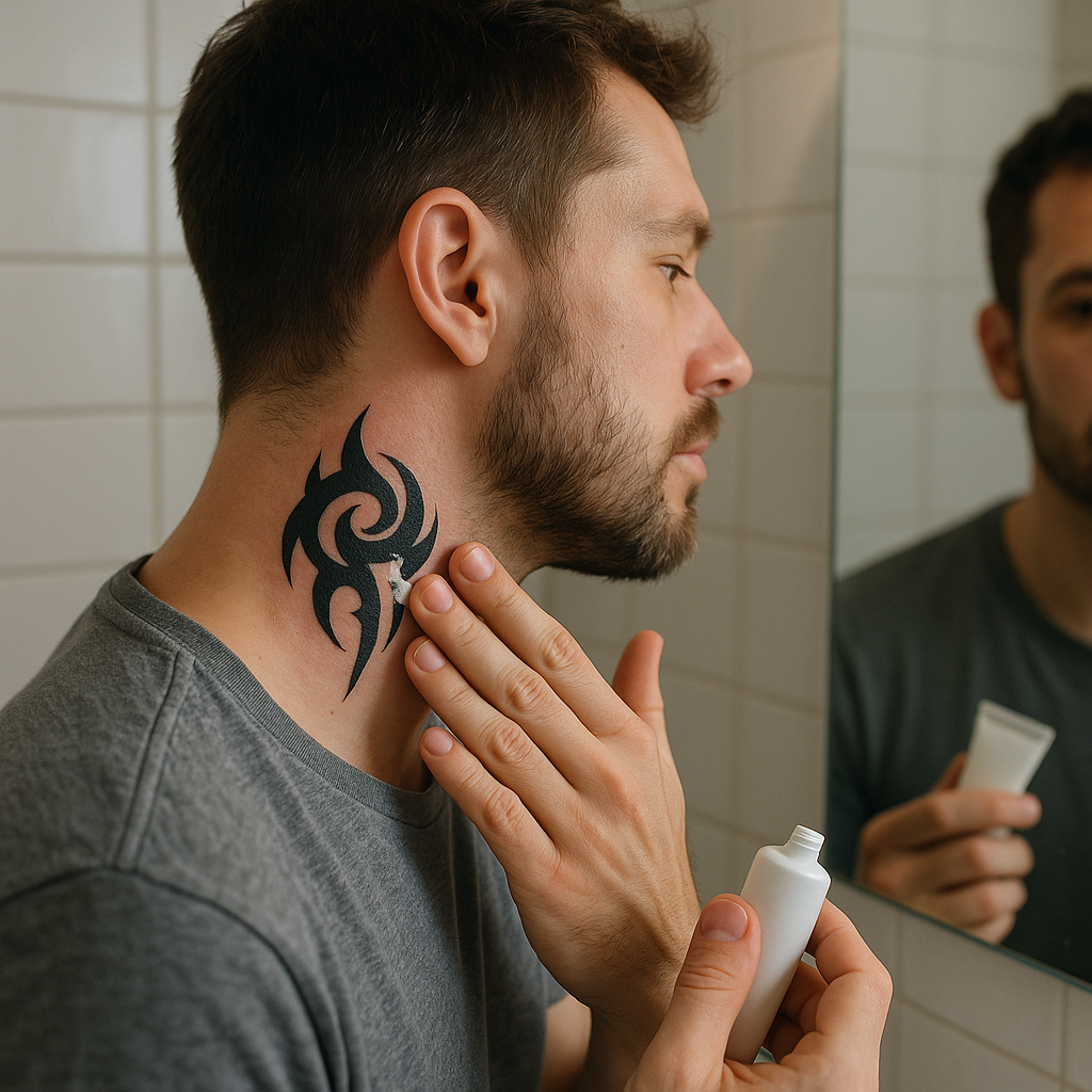 Entretien d’un tatouage tribal au cou : garder des lignes propres